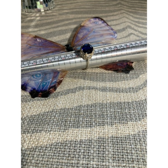 Sterling Silver 925 Blue Cubic Zirconia Sapphire 6.5" - Picture 2 of 6